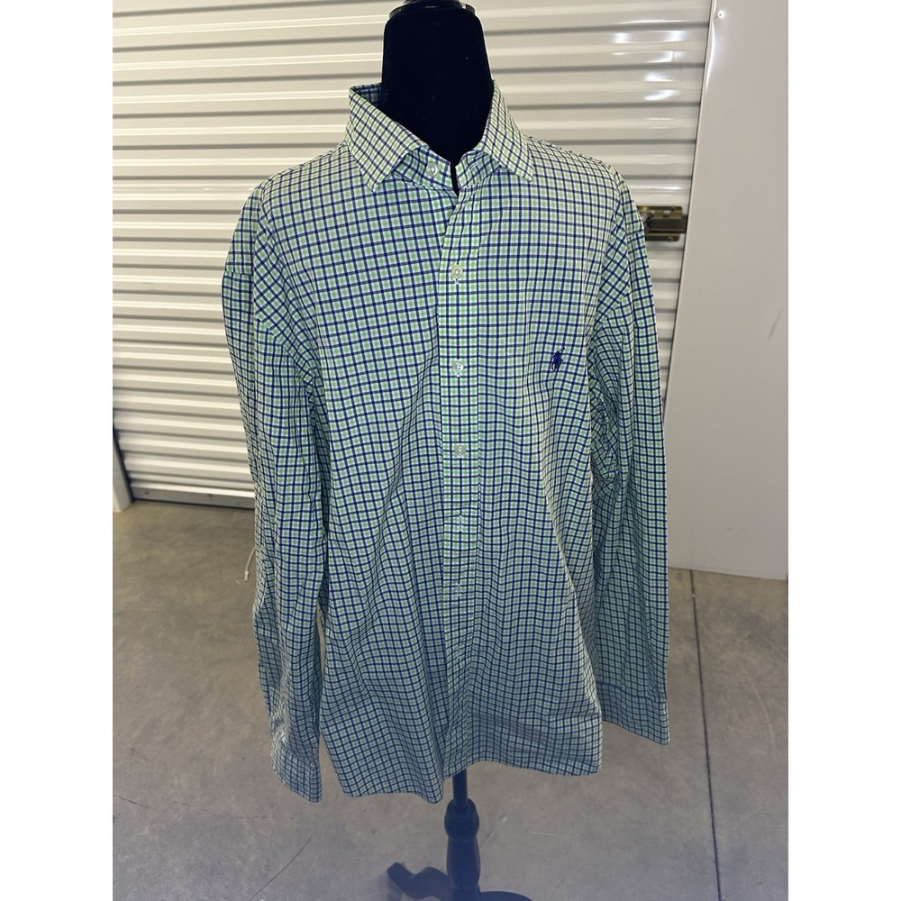Ralph Lauren Men’s Long Sleeve Button Down XL Shirt Green, Blue‎ Plaid